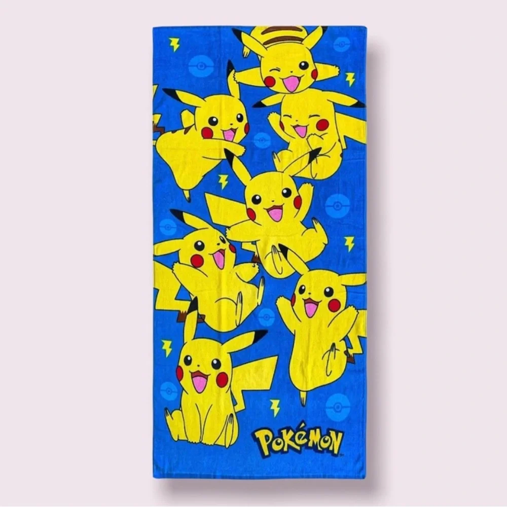 Pokemon Pikachu Cotton Blue and Yellow Beach Bath Towel